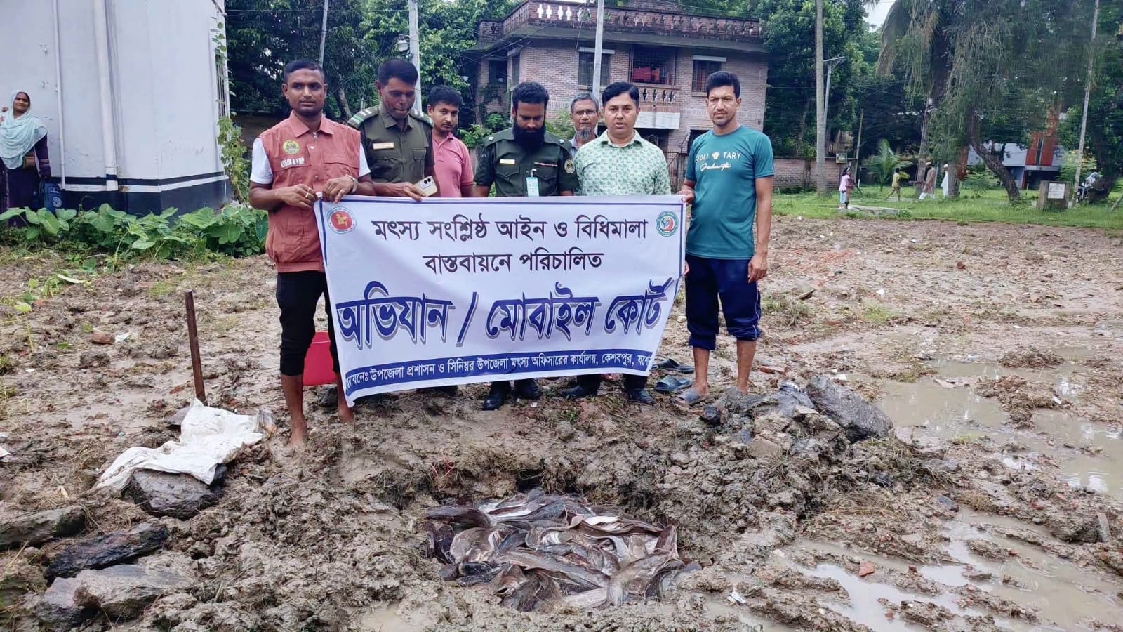 কেশবপুরে নিষিদ্ধ আফ্রিকান মাগুর মাছ চাষ, ব্যবসায়ীকে জরিমানা; ১৫০ কেজি মাছ বিনষ্ট